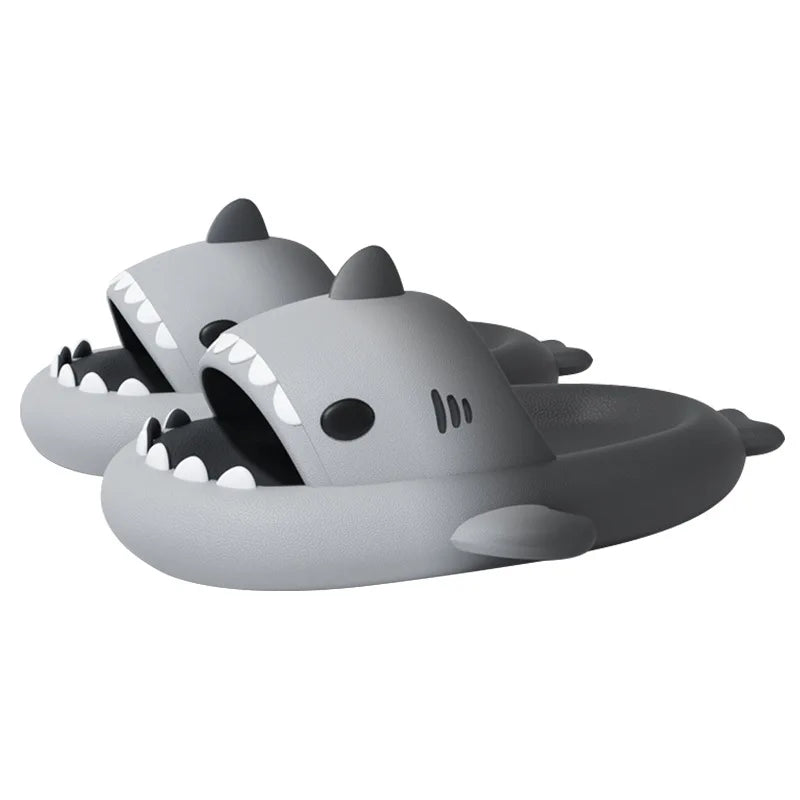 2024 Cute Summer EVA Gradient Shark Slippers Kids Candy Color Soft Indoor Sandals Women Men Fashion Outdoor Thick Sole Slides