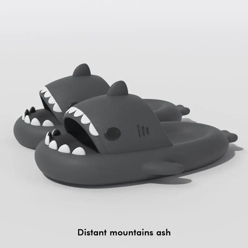 2024 Cute Summer EVA Gradient Shark Slippers Kids Candy Color Soft Indoor Sandals Women Men Fashion Outdoor Thick Sole Slides