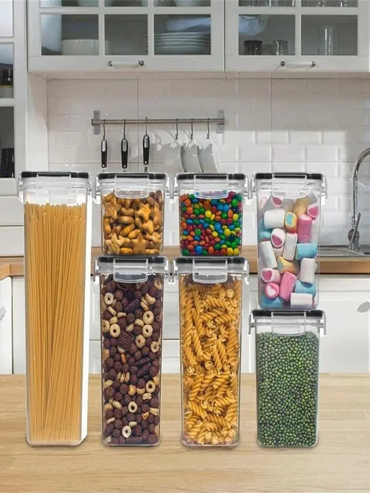 Kitchen Food Storage 7pcs-set Container BPA FREE Cereal Candy Storage Boxes Jar with 10stickers and Pen