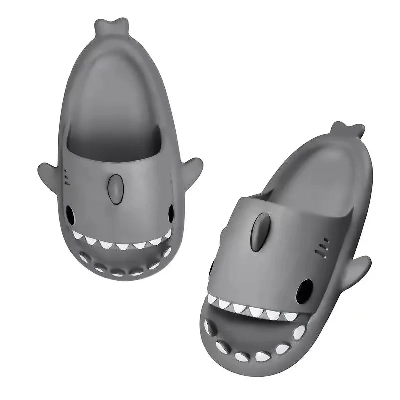 2024 Cute Summer EVA Gradient Shark Slippers Kids Candy Color Soft Indoor Sandals Women Men Fashion Outdoor Thick Sole Slides