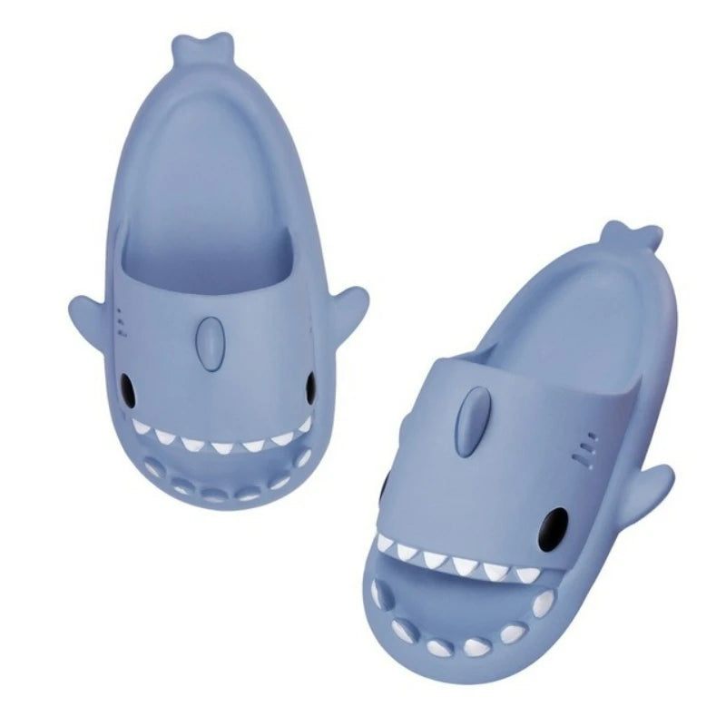 2024 Cute Summer EVA Gradient Shark Slippers Kids Candy Color Soft Indoor Sandals Women Men Fashion Outdoor Thick Sole Slides